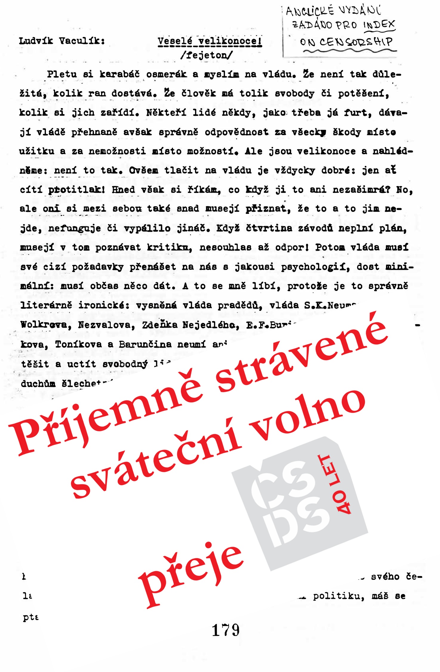 velikonoce Vacul&iacute;k 2026 a